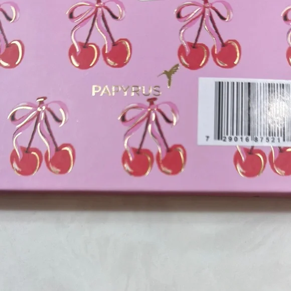 Papyrus Pink Cherry Patterned Notebook with Gold Pen NWT - Picture 4 of 7